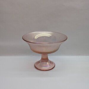 Fenton Velva Rose Iridescent Glass Compote 5.5" 75th Anniversary Pedestal Dish